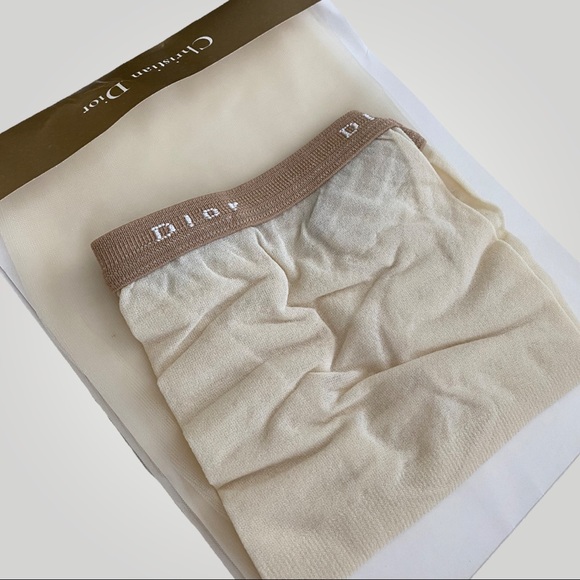 Vintage Christian Dior Ivory Logo Tights - Picture 3 of 5